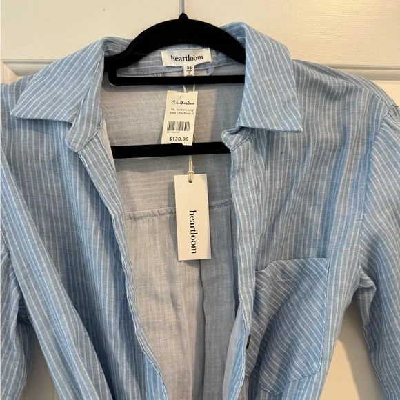 Heartloom Blue Long Sleeve Cuffed Collar Shirt Dress - Picture 4 of 5